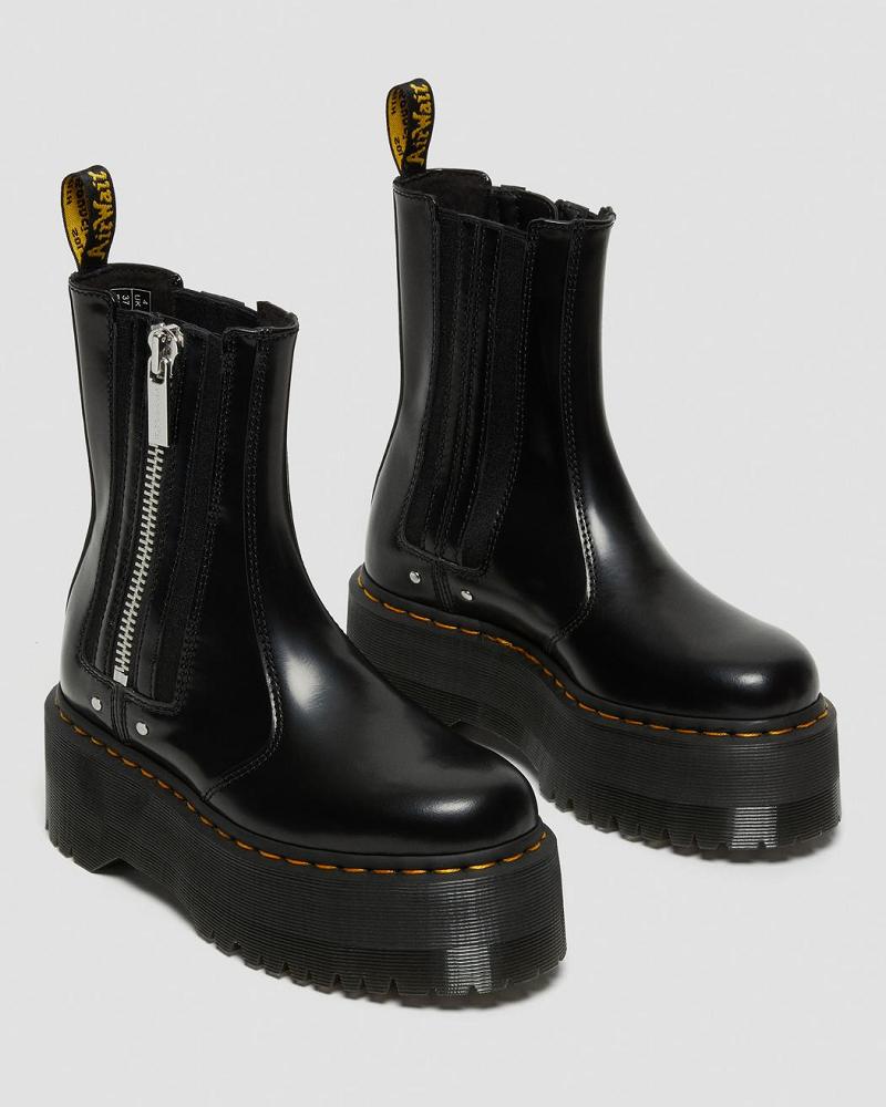 Dr Martens 2976 Max Leren Platform Enkellaars Dames Zwart | NL 75HAP